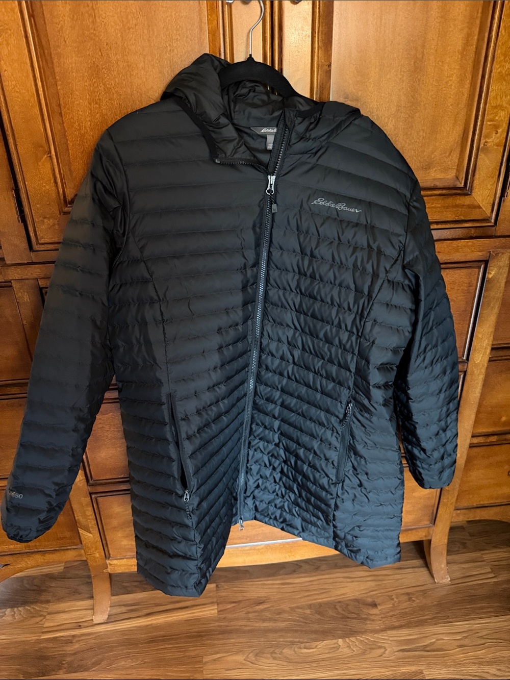 Eddie Bauer Black Quilted Packable Hooded Puffer